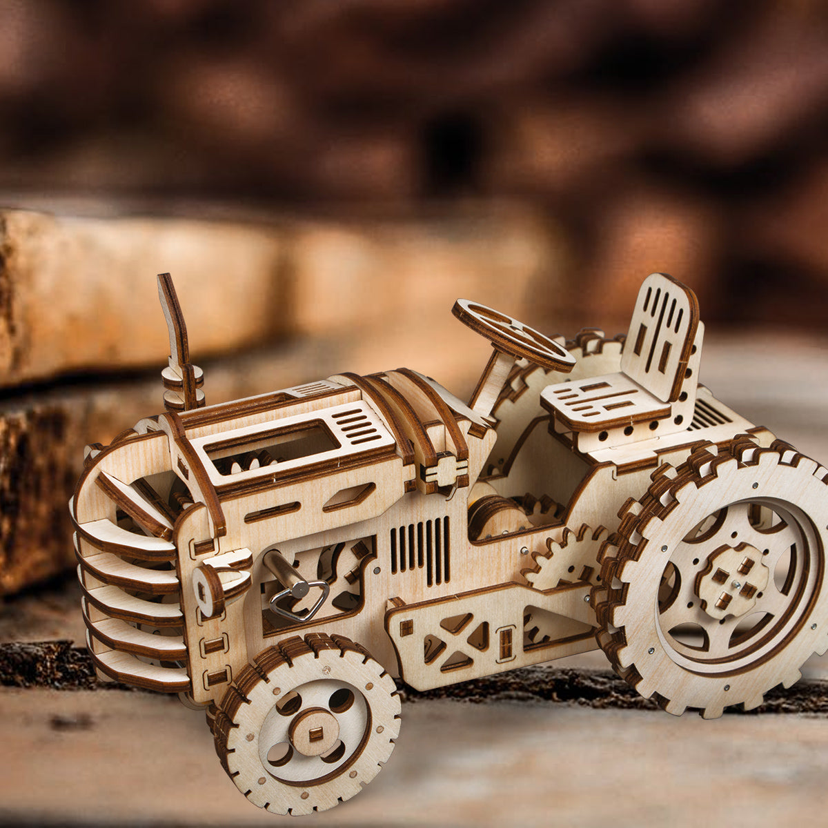 Traktor - Mekanisk 3D træmodel
