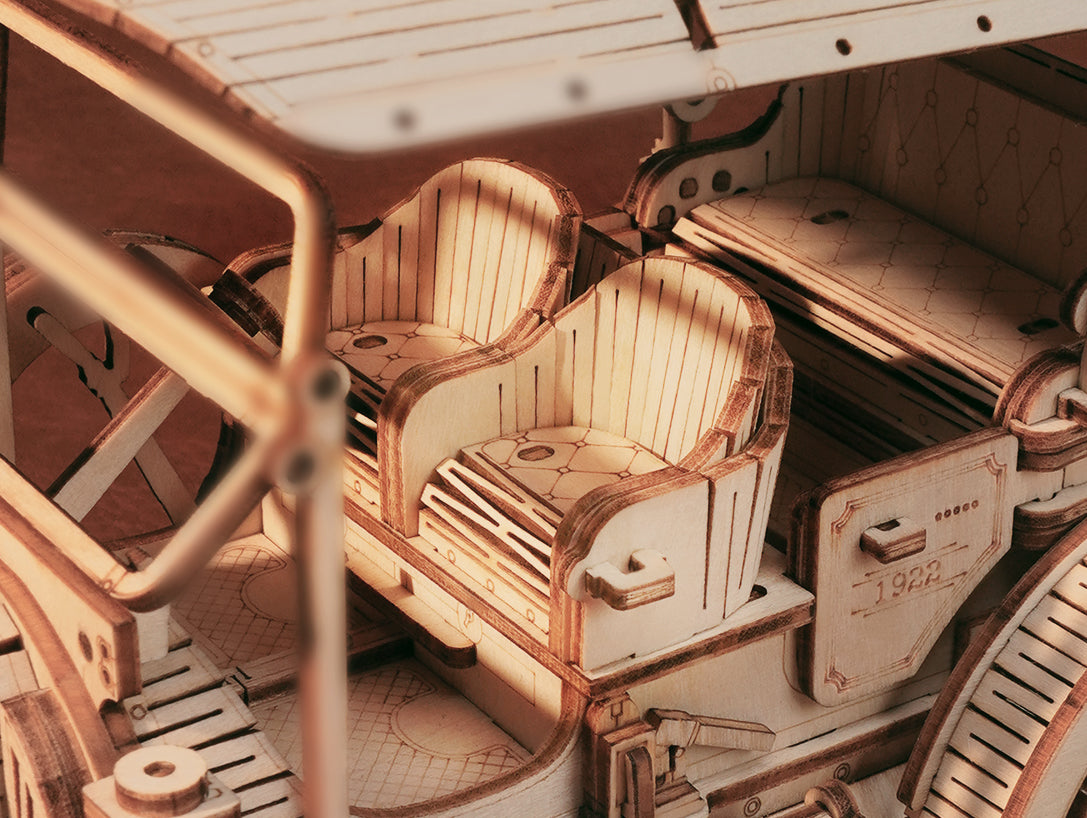 Retro Bil - Mekanisk 3D træmodel