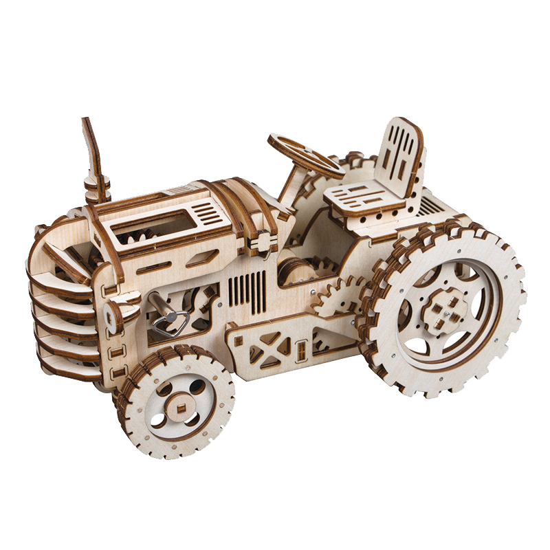 Traktor - Mekanisk 3D træmodel