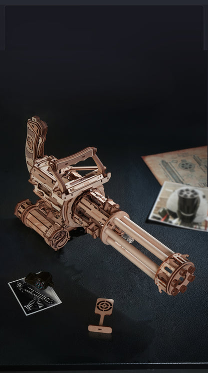 Roterende Maskingevær - Mekanisk 3D træmodel