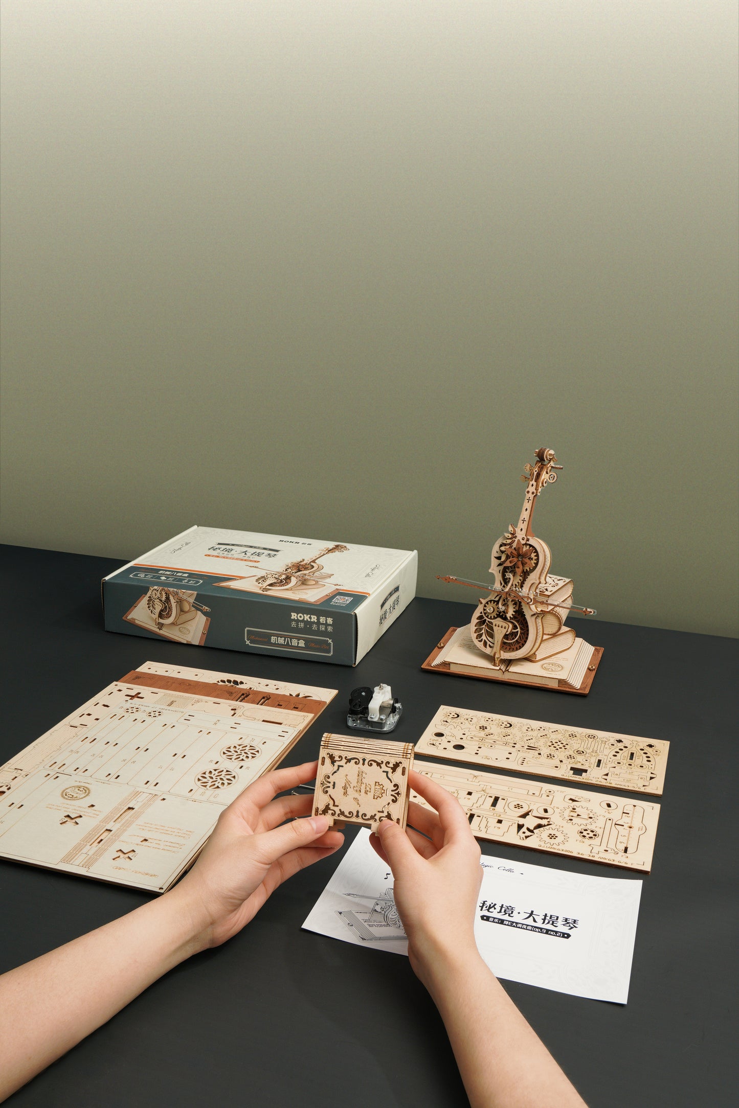 Violin Musikboks - Mekanisk 3D træmodel